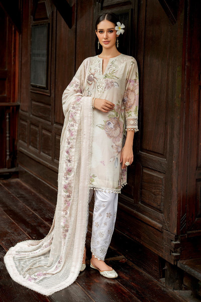3-PC Unstitched Embroiderd Lawn By Baroque | UF-4270