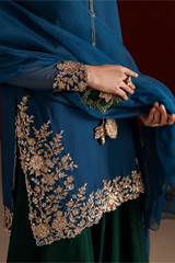 3Pc Sharara Suit – Embroidered Chiffon Unstitched By Iznik