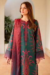 USE- 9062 | 3Pc Unstitched Suit Embroidered Lawn Summer Basic By Jazmin