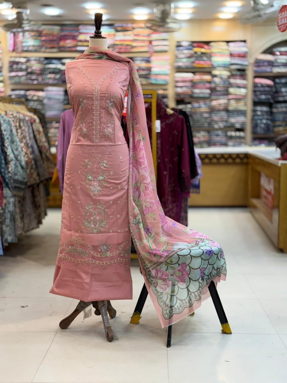 3-PC Unstitched Embroidered Lawn | EM-82