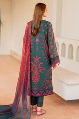 USE- 9062 | 3Pc Unstitched Suit Embroidered Lawn Summer Basic By Jazmin