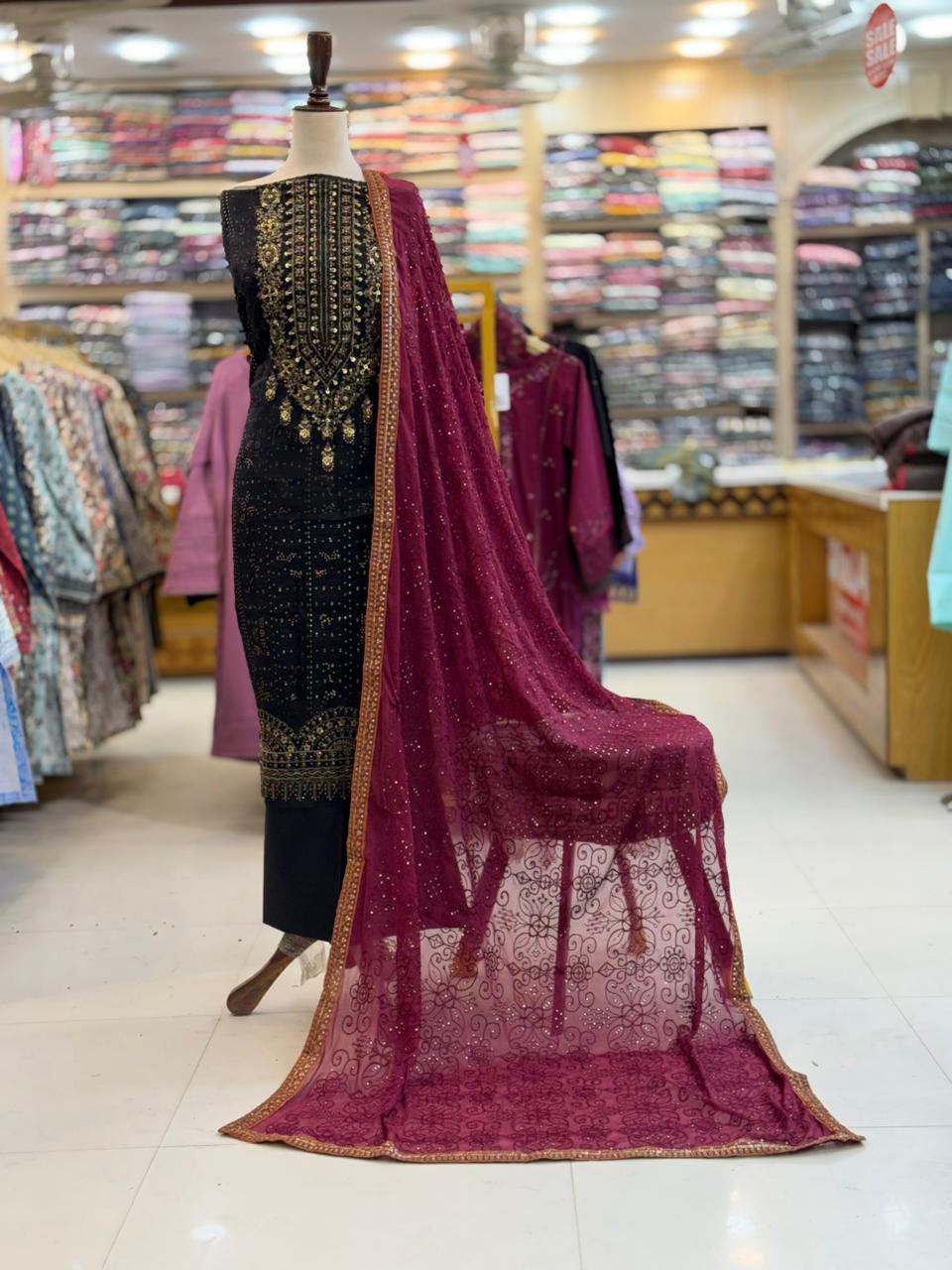 3-PC Unstitched Embroidered Lawn | EM-84