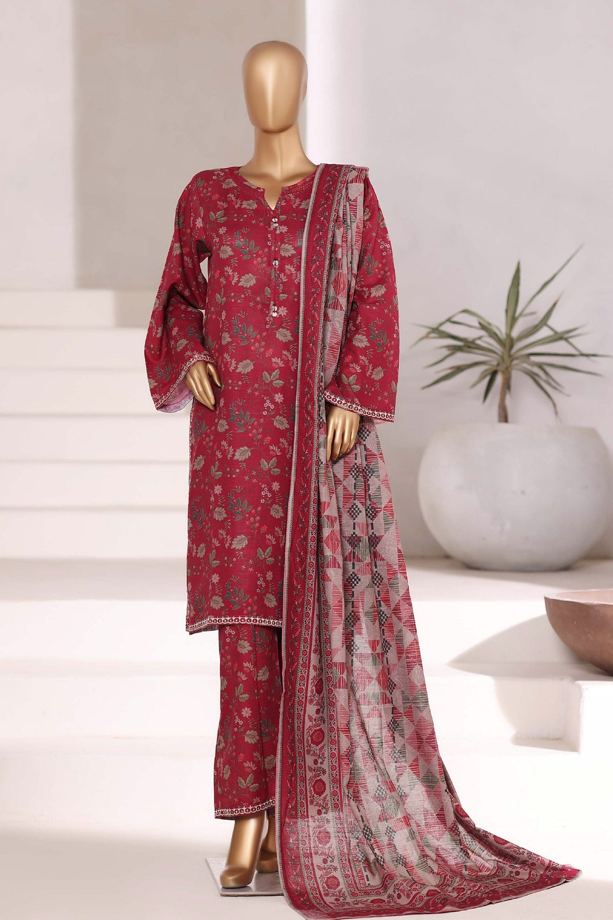3-PC Stitched Embroidered Khaddar By Sadabahar | EMB-6843