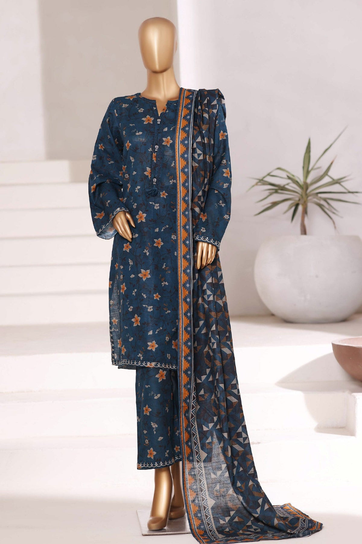 3-PC Stitched Embroidered Khaddar By Sadabahar | EMB-6845