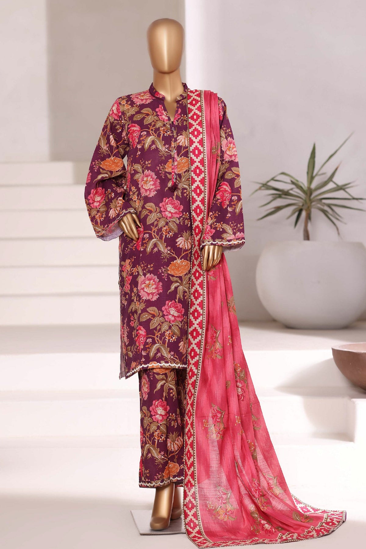 3-PC Stitched Embroidered Khaddar By Sadabahar | EMB-6849