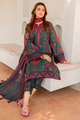 USE- 9062 | 3Pc Unstitched Suit Embroidered Lawn Summer Basic By Jazmin