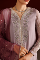 3Pc Embroidered Chiffon Unstitched Suit By Iznik