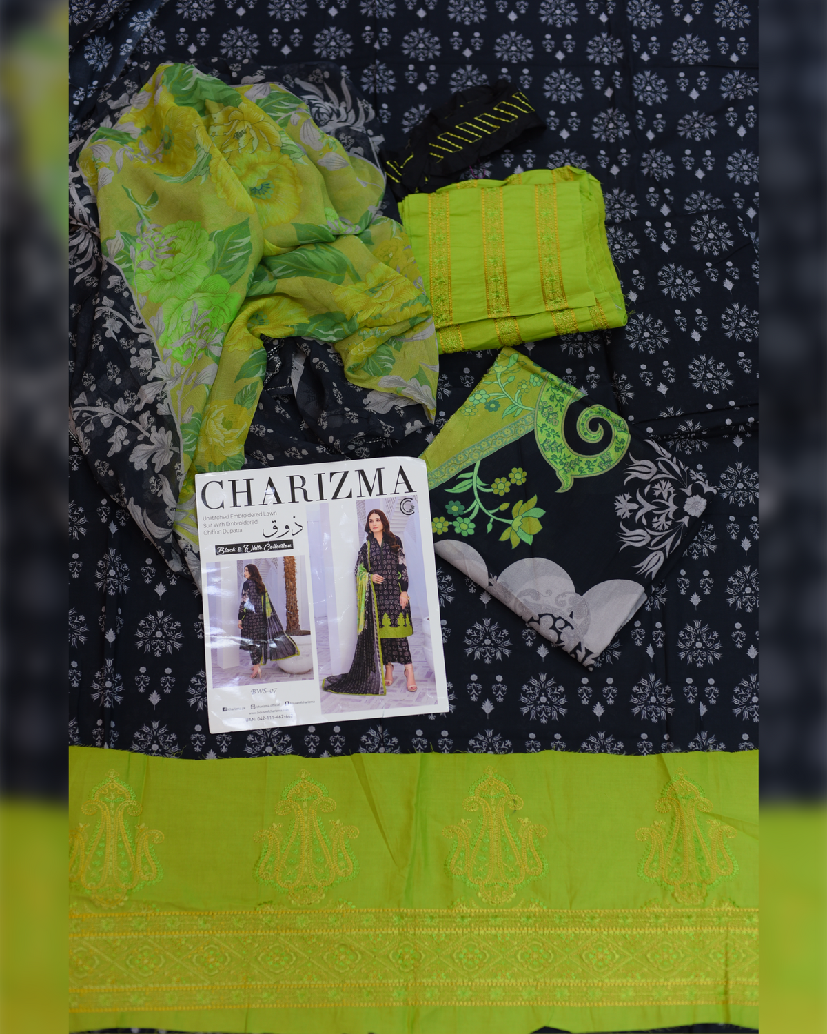 3-PC Unstitched Embroidered Printed Lawn | DF-1