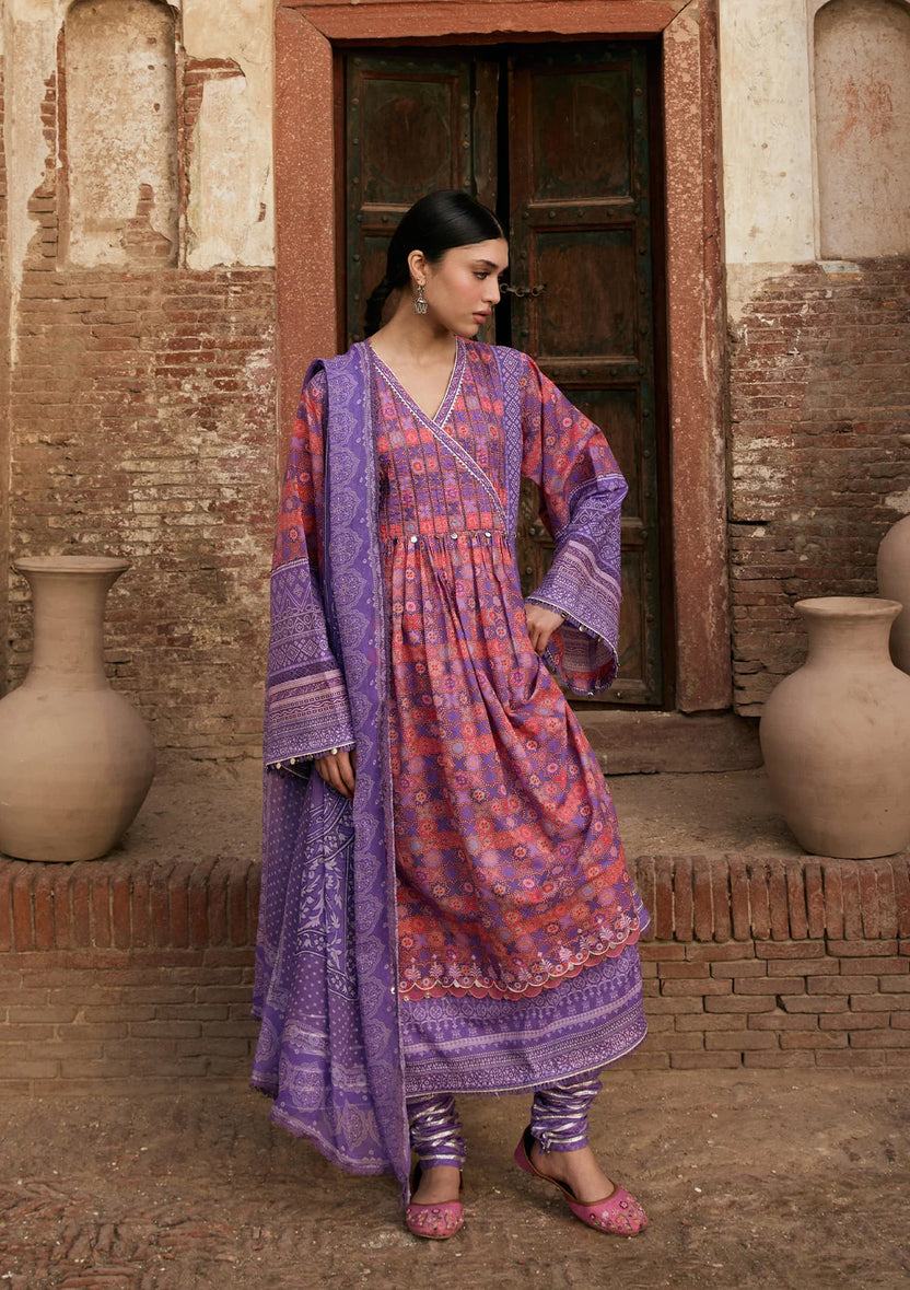3-PC Unstitched Digital Printed Lawn Aangan By Kahf | ZARMEENA
