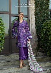 EPE-04A | 3PC Unstitched Suit Digital Printed Lawn Prints By Elaf Premium