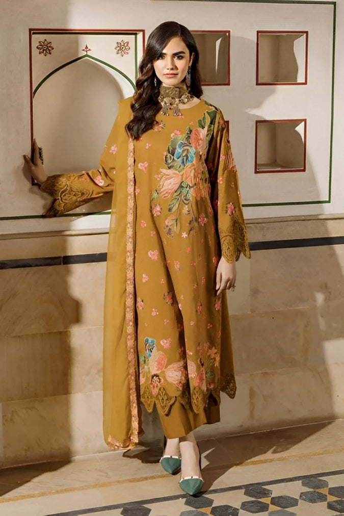 Ad4-06 | 3PC Unstitched Suit Embroidered Lawn Collection Andaaz By Charizma