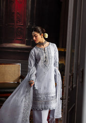 3-PC Unstitched Embroidered Karandi Chiffon By Kahf Premium | KKH-09 CELESTIAL