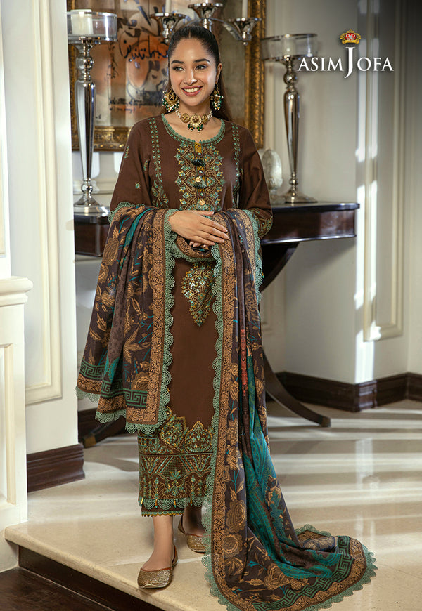 AJAW-01 - 3Piece - Winter Shawl By Asim Jofa