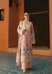 ETS-01B PINK PETAL | 3PC Unstitched Suit Embroidered Lawn Signature By Elaf Premium