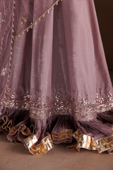 Embroidered Velvet Lehanga Front & Back: Embroidered Velvet By IZNIK