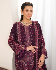 3-PC Unstitched Embroidered Swiss Voil By Johra | JS - 12