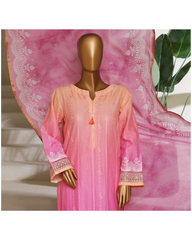 3-PC Stitched Embroidered Digital Printed lawn By Hztextiles | PSJ-032