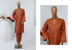 06 - 2PC Stitched basic lawn Gold print By Bin Saeed