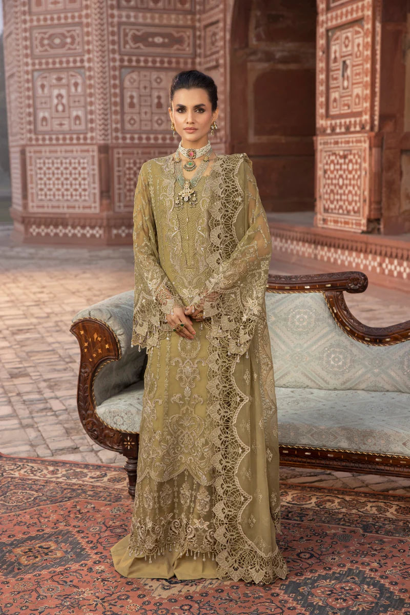 D-07 Dark Tan | 3PC Unstitched Suit Luxury Chiffon Dilkash By Lavish Premium