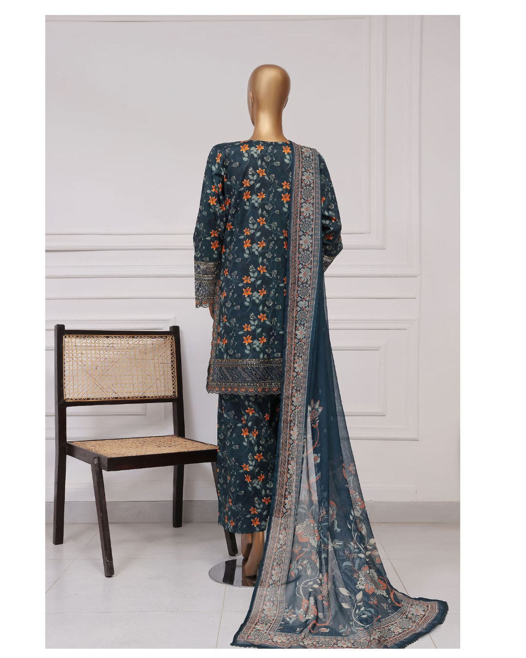 3-PC Stitched Embroidered Lawn Malika By sadabahar | D-07