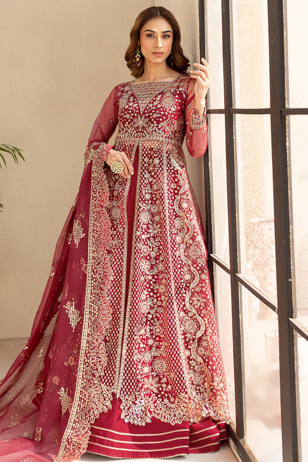 3-PC Unstitched Embroidered LU'ZELLA By Farasha | Carmine Allure