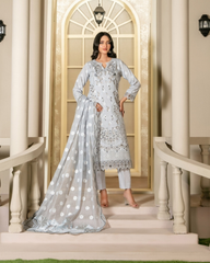 3-PC Unstitched Embroidered Lawn Khwaish By Tawakkal Fabrics | D-2622