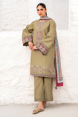 USE- 9136 | 3Pc Unstitched Suit Embroidered Lawn Summer Exclusive By Jazmin