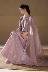3Pc Suit – Embroidered Ramen Silk Unstitched with Organza Dupatta By Iznik