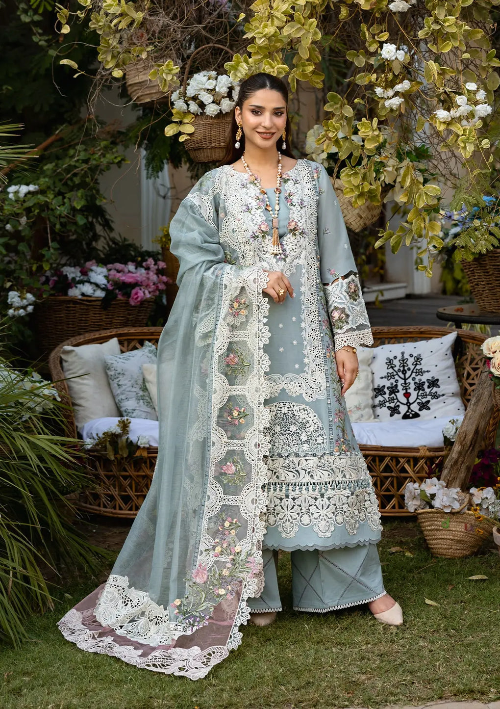 Unstitched 3-PC Embroidered Luxury Lawn By Elaf | ELM-3B SAMAA