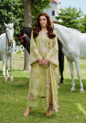 3-PC Unstitched Embordered Luxury Lawn By Elaf | ELH-1A PISTACIA