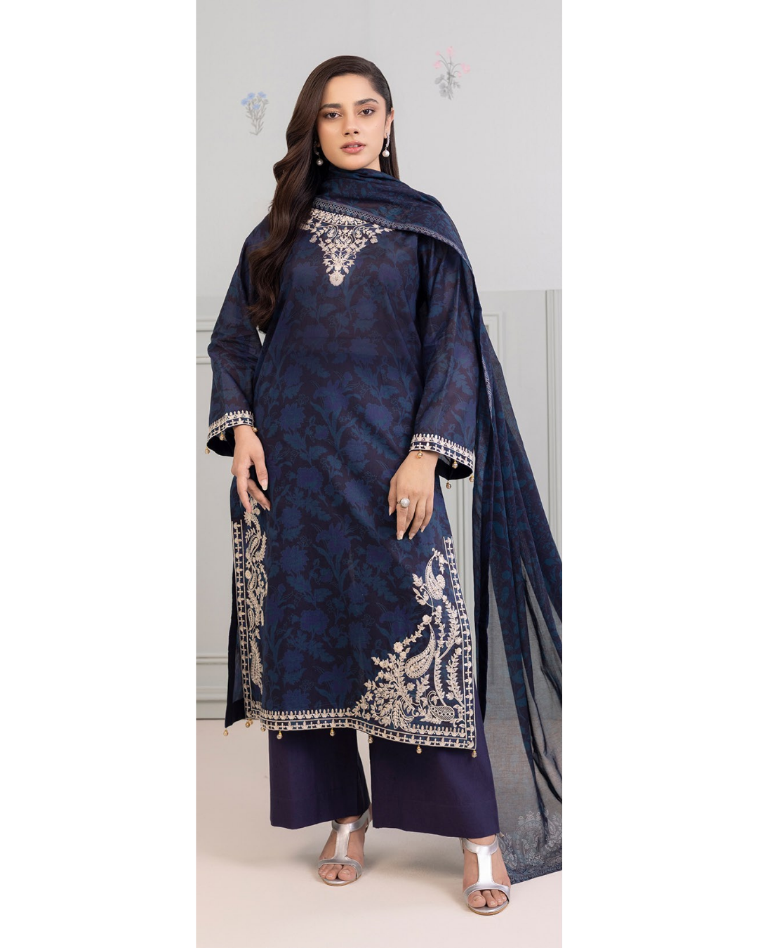3-PC unstitched Printed Lawn By Zellbury | 0339