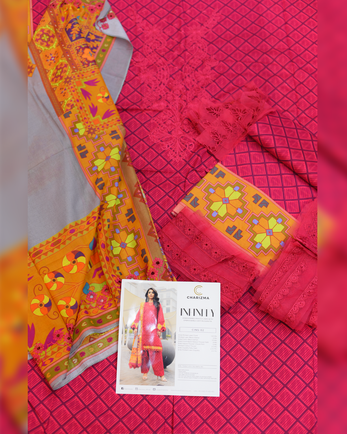 3-PC Unstitched Embroidered Printed Lawn | DF-2