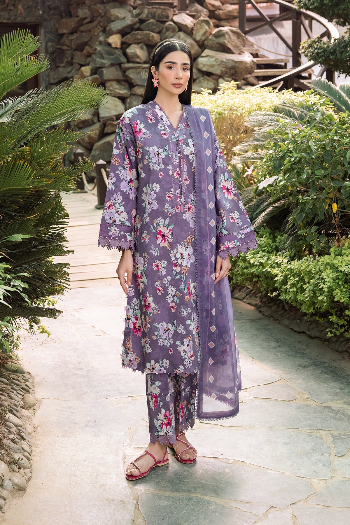 AF-PL-6012-INDIGO | 3PC Unstitched Lawn Digital Print Sheen By Alizeh