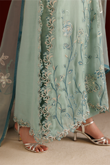 3Pc Embroidered Chiffon Unstitched Suit By Iznik