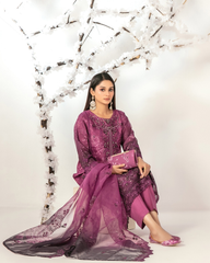 3-PC Semi-Stitched Embroidered Organza Ishq By Tawakkal Fabrics | D-5132