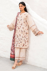 USE- 9122 | 3Pc Unstitched Suit Embroidered Lawn Summer Exclusive By Jazmin