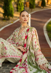 ELK-02B SWEET GREENS | 3Pc Unstitched Suit Lawn Collection Prints Chikankari By Elaf Premium