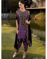 3-PC Unstitched Premium Embroidered Printed Lawn By Charizma | CQ5-03