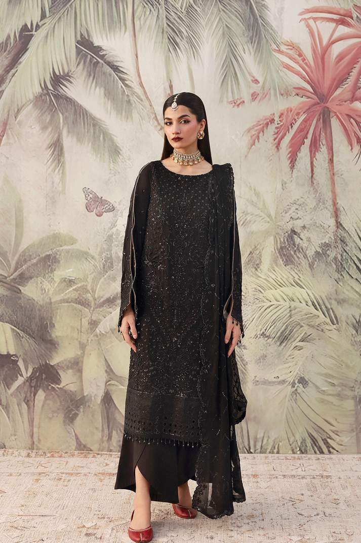 3-PC Unstitched Chffon Embroidered Romansiyyah By Emaan Adeel | ZAREENAH