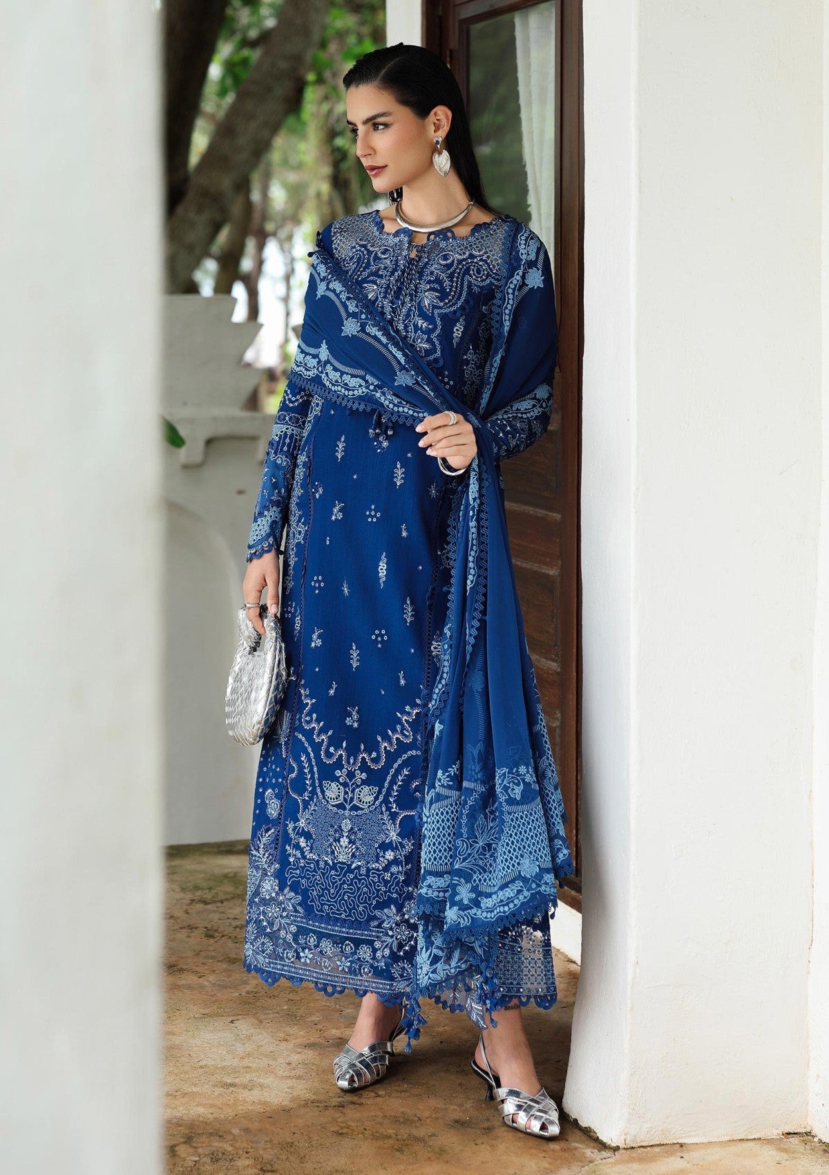 3-PC Unstitched Linen Embroidered Qline By Qalamkar | ECLIPSE