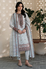 USE-9107 | 3Pc Unstitched Suit Embroidered lawn Summer 25 Drop II By Jazmin