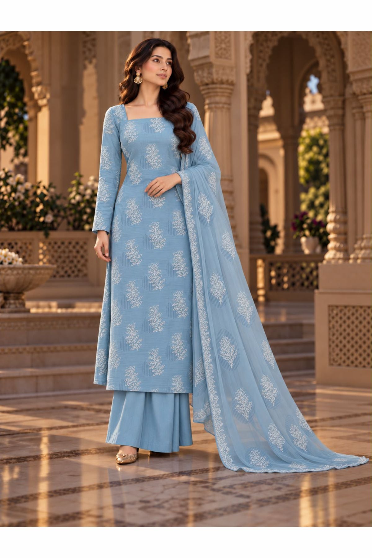 Karandi collection Embroidered chiffon dupatta By Lahore Cloth