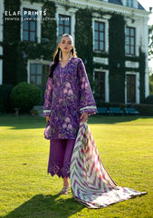 EPE-04A | 3PC Unstitched Suit Digital Printed Lawn Prints By Elaf Premium