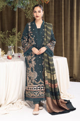 JH-942 | 3 Pc Unstitched Suit Embroidered Winter Collection Aroosh By Johra