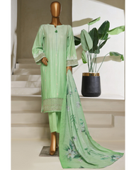 3-PC Stitched Embroidered Digital Printed lawn By Hztextiles | PSJ-029