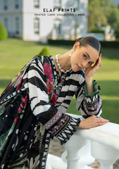 EPE-02A | 3PC Unstitched Suit Digital Printed Lawn Prints By Elaf Premium