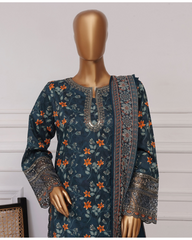 3-PC Stitched Embroidered Lawn Malika By sadabahar | D-07