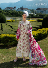 EPE-05A | 3PC Unstitched Suit Digital Printed Lawn Prints By Elaf Premium