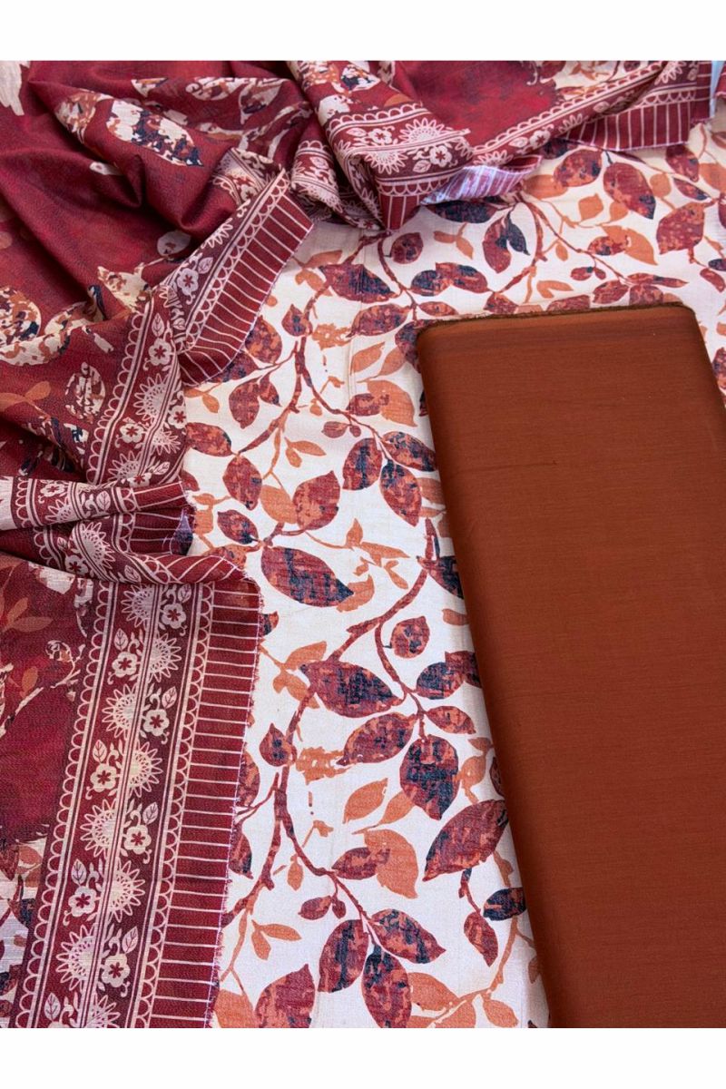 3-PC Unstitched Printed Lawn Karandi Collection
