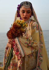 3-PC Unstitched Luxury Lawn Kalabagh By Hussain Rehar | Ochre